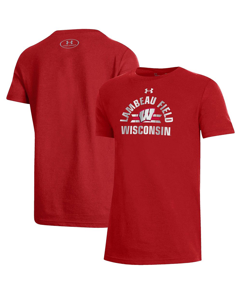 Under Armour Big Boys and Girls Red Wisconsin Badgers 2026 Lambeau Field Collection Arched Lambeau Performance T-Shirt