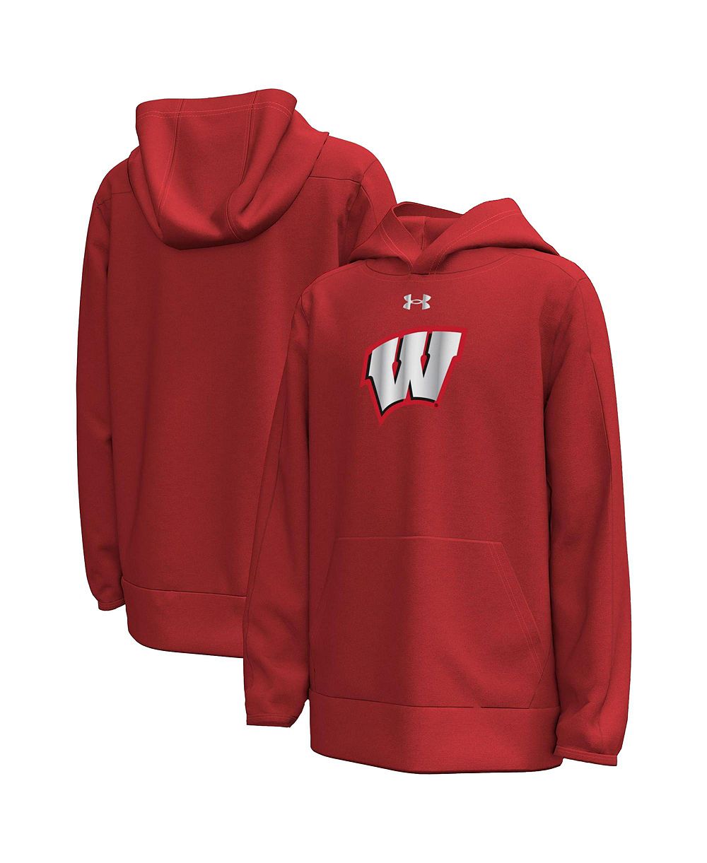 Мужская флисовая толстовка Under Armour красная Wisconsin Badgers 2026 Lambeau Field Collection Metallic Logo