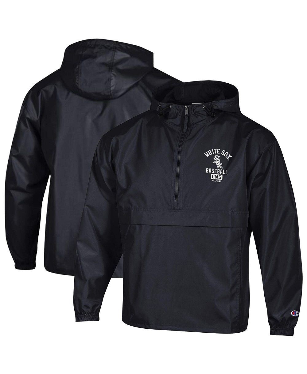 Champion Men's Black Chicago White Sox Packable Windbreaker Half-Zip Jacket