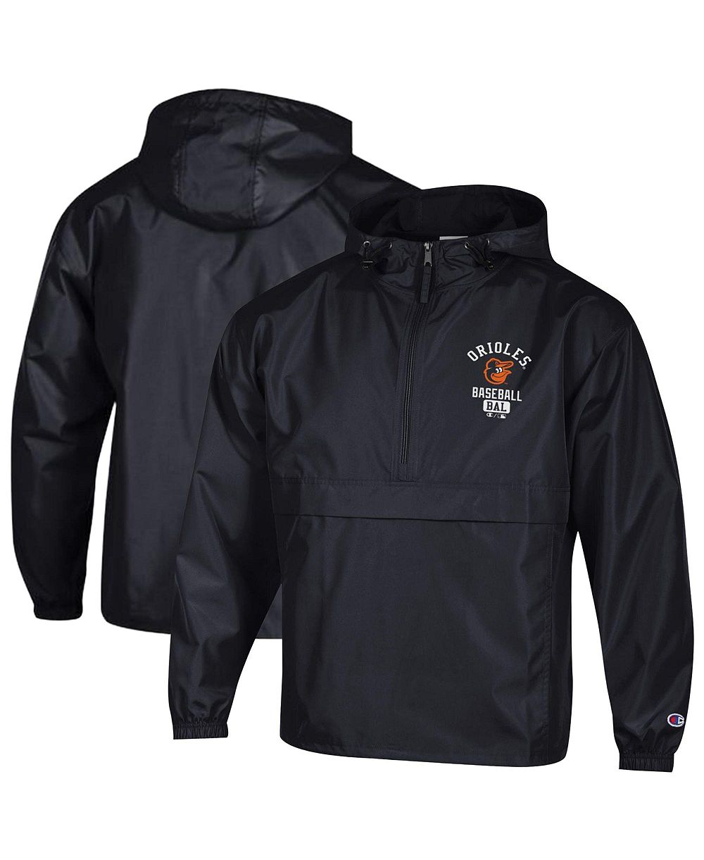 Champion Men's Black Baltimore Orioles Packable Windbreaker Half-Zip Jacket