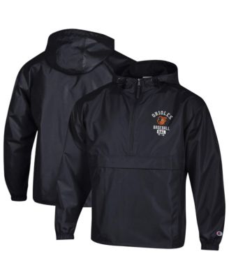 Champion Men's Black Baltimore Orioles Packable Windbreaker Half-Zip Jacket