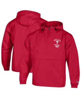 Champion Men's Red Philadelphia Phillies Packable Windbreaker Half-Zip Jacket