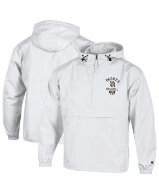 Champion Men's White San Diego Padres Packable Windbreaker Half-Zip Jacket