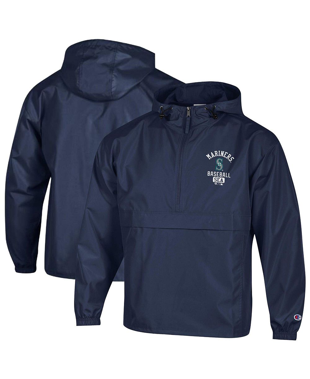 Champion Men's Navy Seattle Mariners Packable Windbreaker Half-Zip Jacket