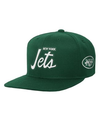 Мужская кепка Mitchell & Ness Green New York Jets Head Coach Flat Brim Snapback для мальчиков и девочек