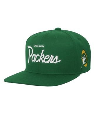 Мальчики и девочки Mitchell & Ness зелёная Green Bay Packers головной тренер плоский козырёк snapback шляпа