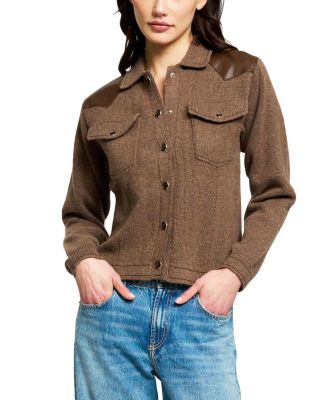 Central Park West женская кардиган Vesper с длинным рукавом и faux-leather-shoulder