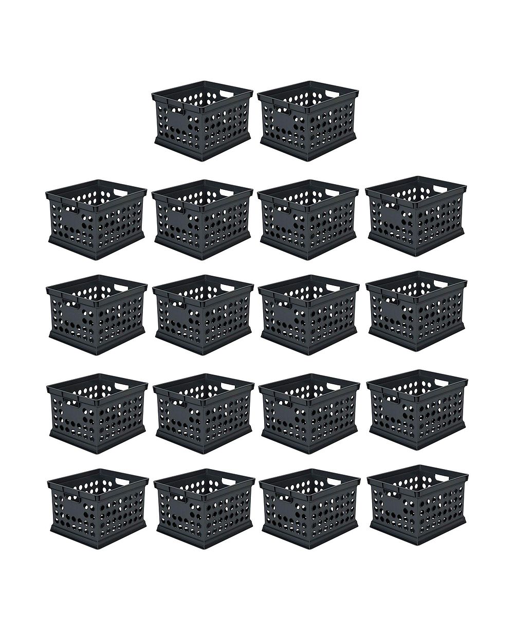Sterilite Stackable Plastic Storage Open Crate Bin Organizer Box, Black, 18 Pack