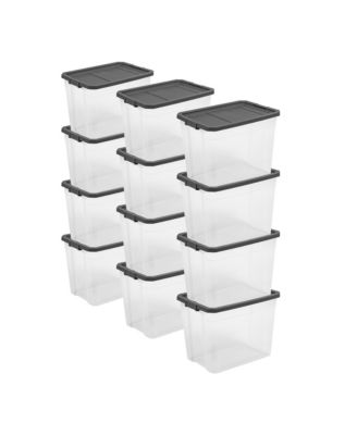 Sterilite 108 Qt Clear Stacker Storage Container Tote w/ Latching Lid, 12 Pack