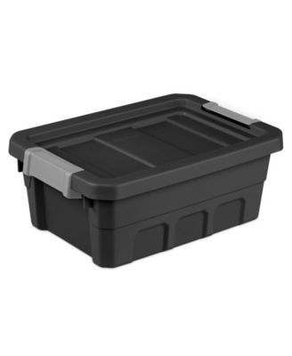 Sterilite 4 Gallon Industrial Storage Totes w/ Latch Clip Lids, Black (12 Pack)