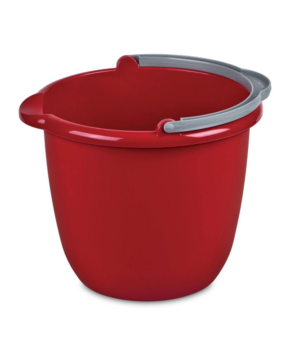 Sterilite Large 10 Qt Easy Pour Spout Pail with Comfy Grip Handle, Red (24 Pack)