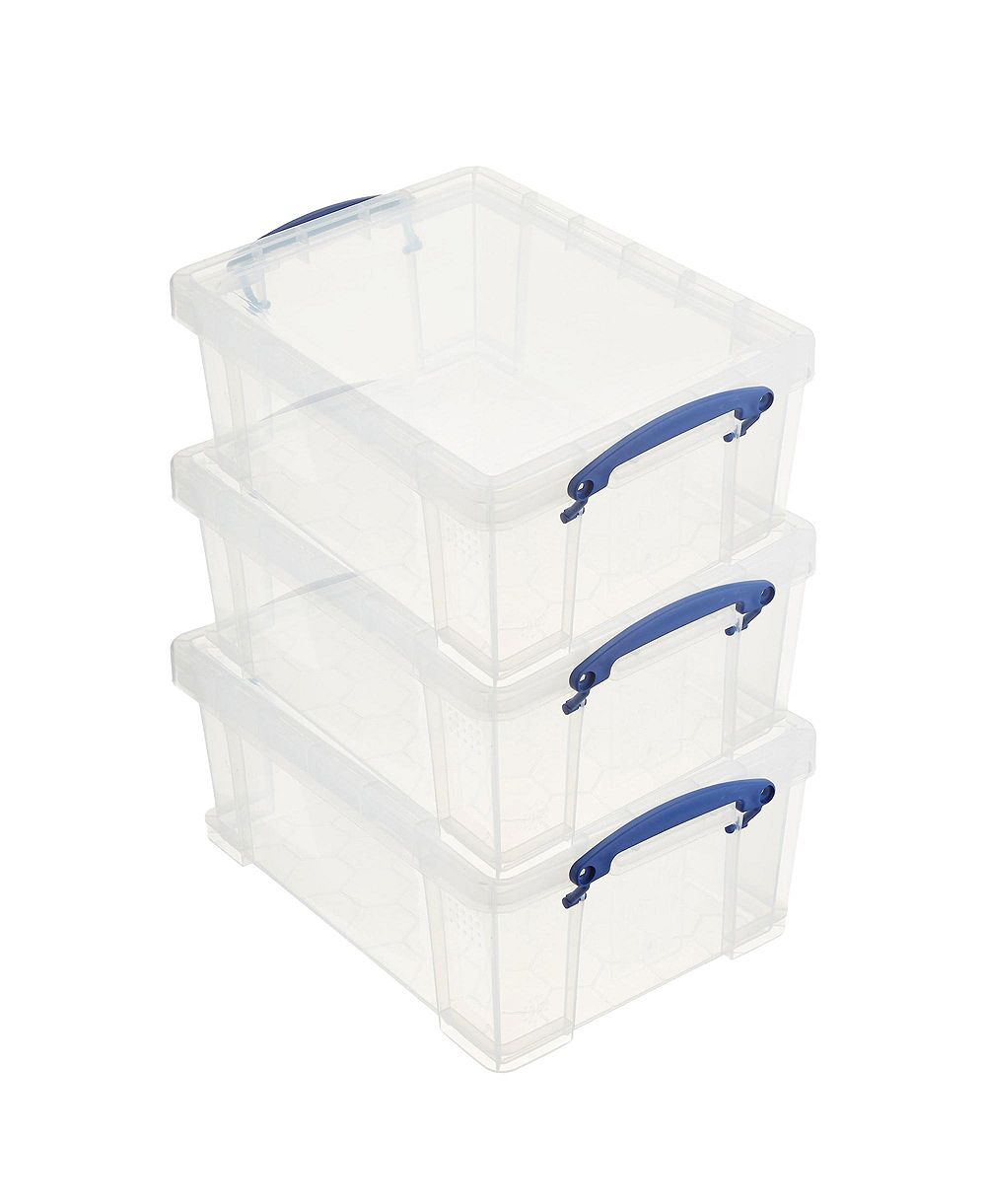Really Useful Box 9L Storage Container with Snap Lid and Clip Lock Handle (3 Pack)