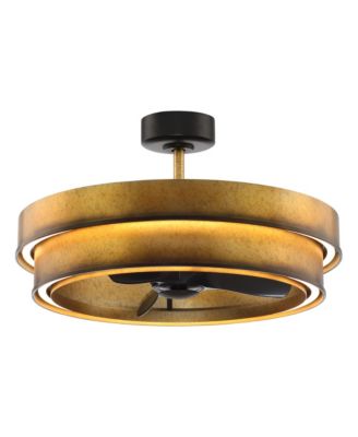 Parrot Uncle 31.5 Rusted Dual LED Strip Caged Fandelier Ceiling Fan with Light and Remote