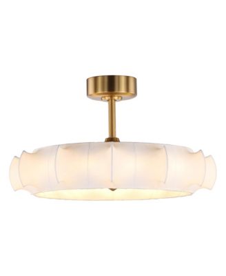 Parrot Uncle 29.6 Farmhouse Silk Fabric 3-blade Fandelier Bladeless Ceiling Fan with Light and Remote