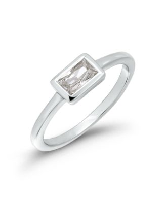 Macy's Cubic Zirconia Baguette Silver-Tone Pinky Ring