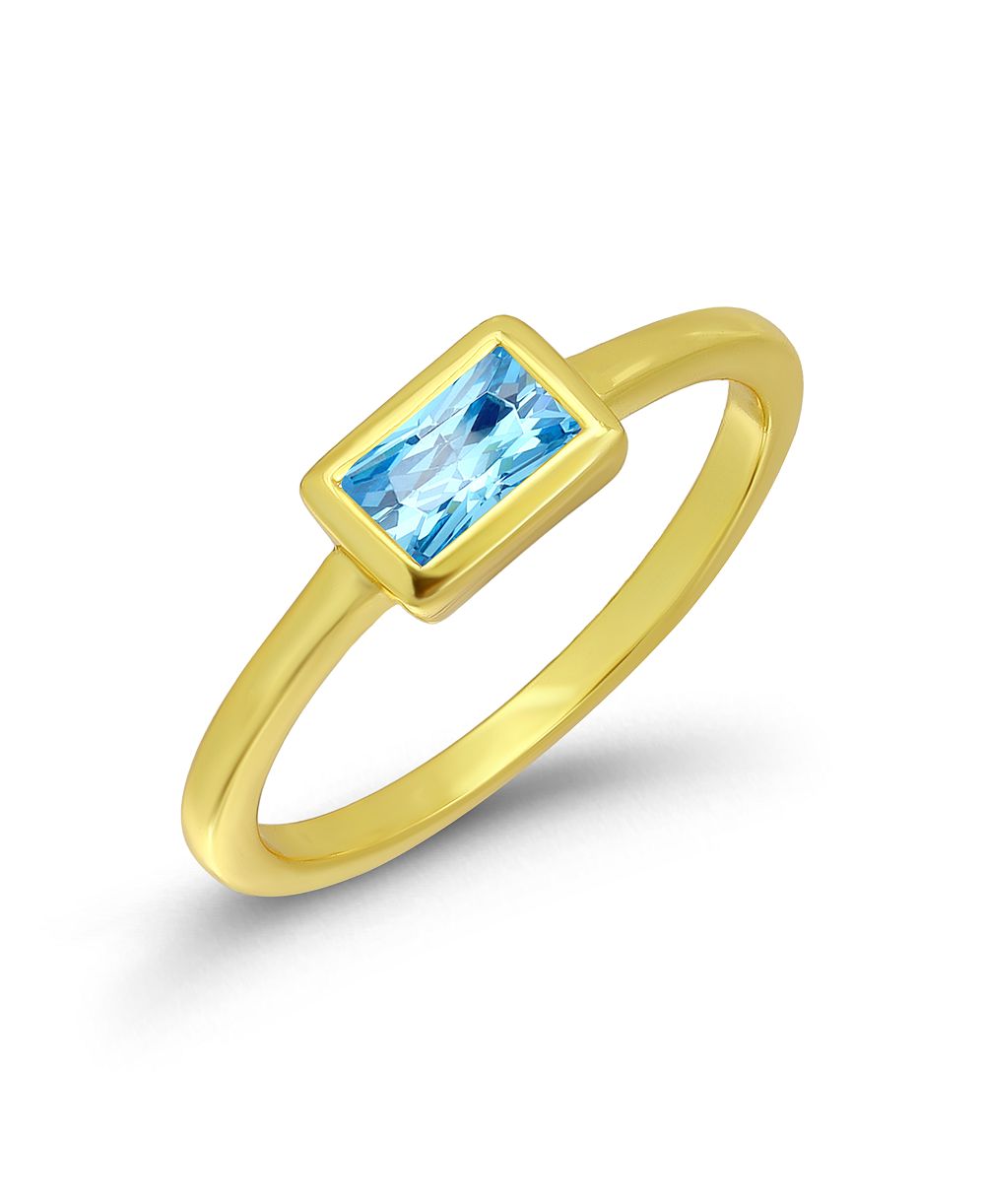 Macy's Cubic Zirconia Baguette 14K Gold Plated Pinky Ring