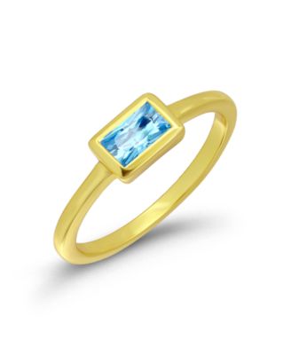 Macy's Cubic Zirconia Baguette 14K Gold Plated Pinky Ring
