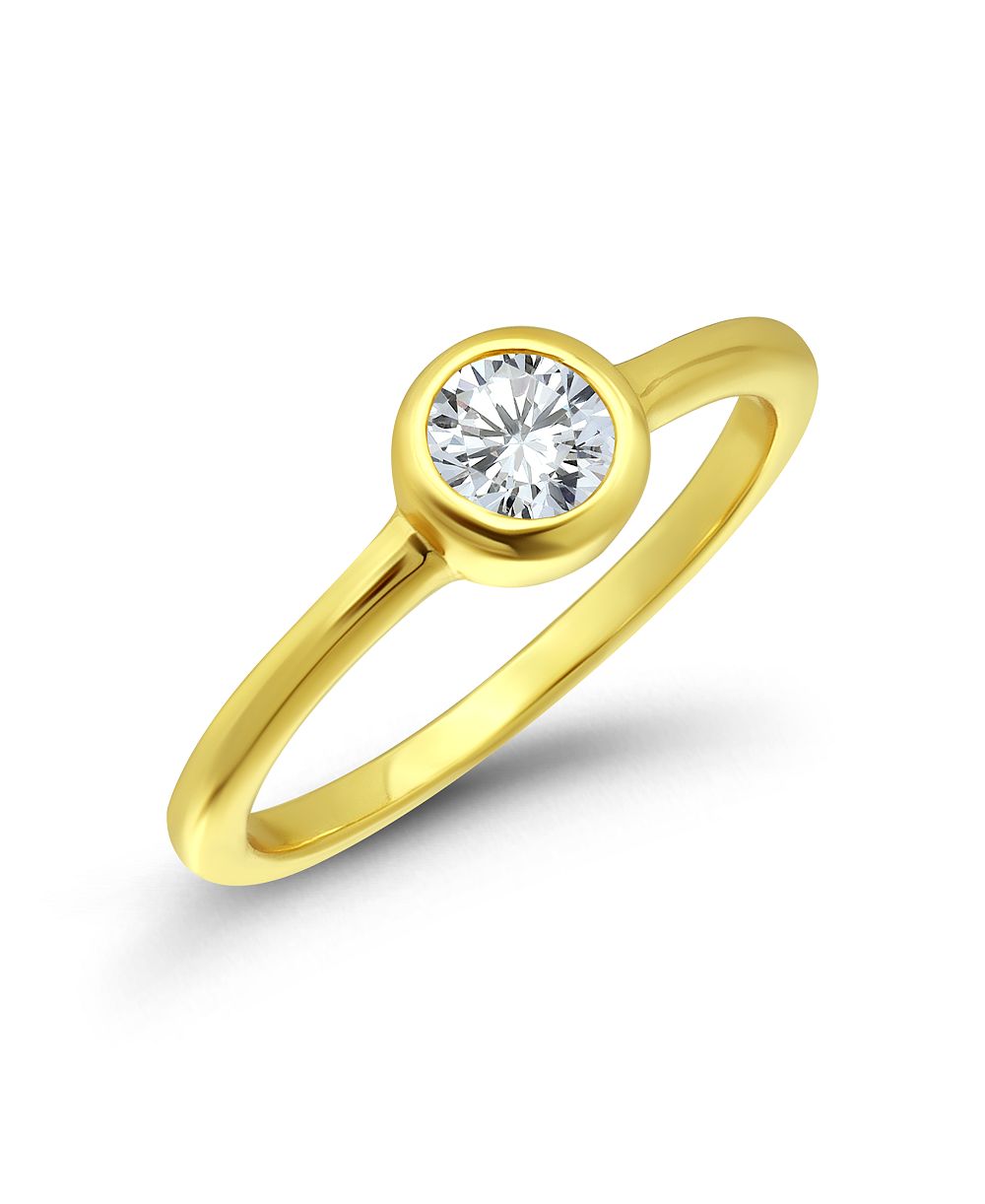 Macy's Cubic Zirconia 14K Gold Plated Round Pinky Ring