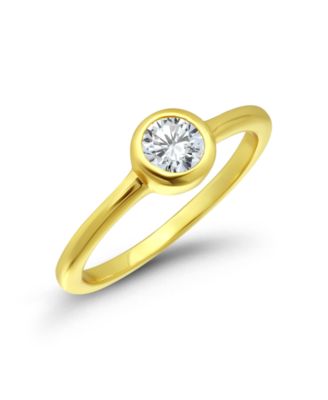 Macy's Cubic Zirconia 14K Gold Plated Round Pinky Ring