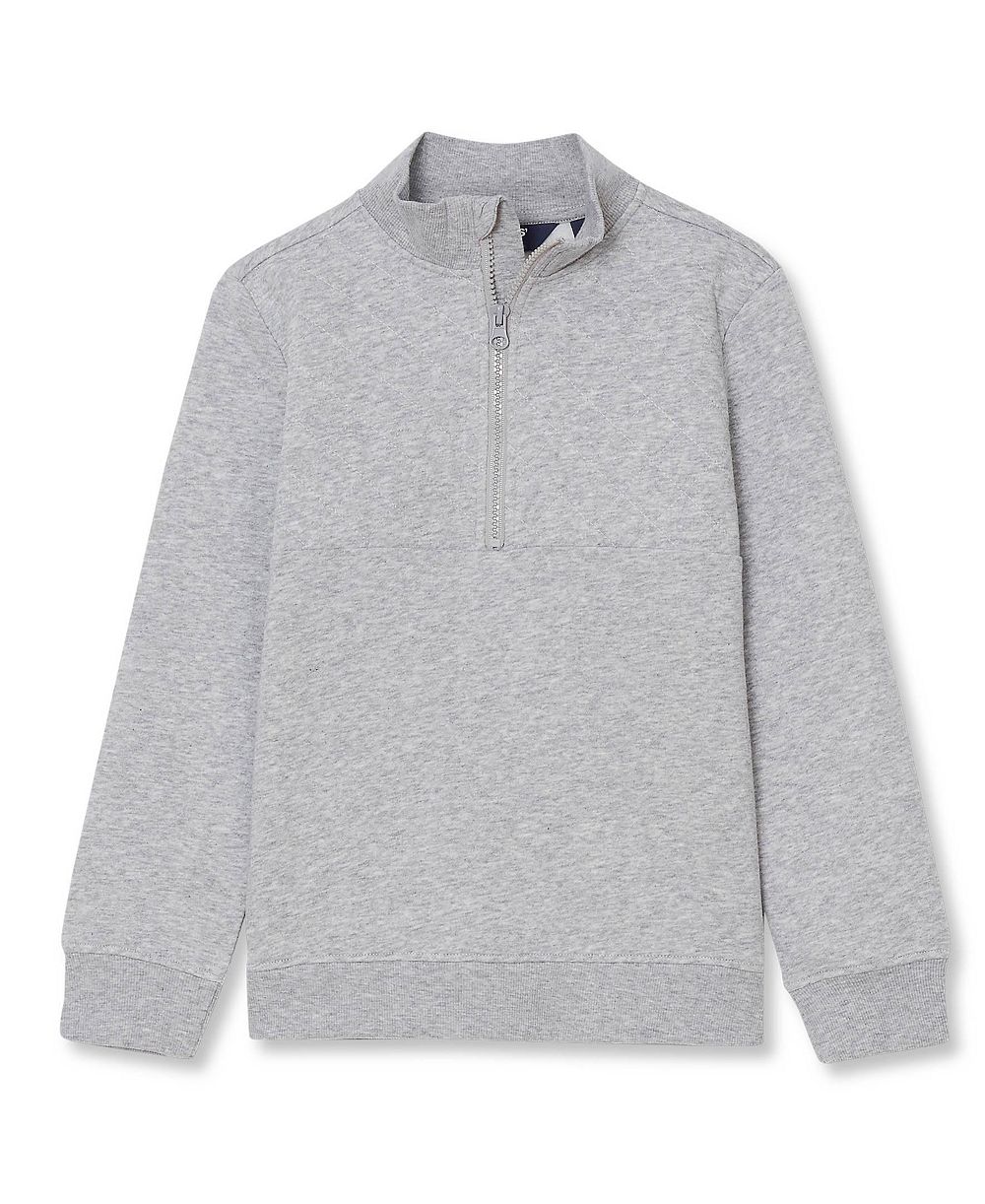 Lands' End Boys' 4-20 Quarter-Zip Mock-Neck Cotton-Blend Fleece Pullover