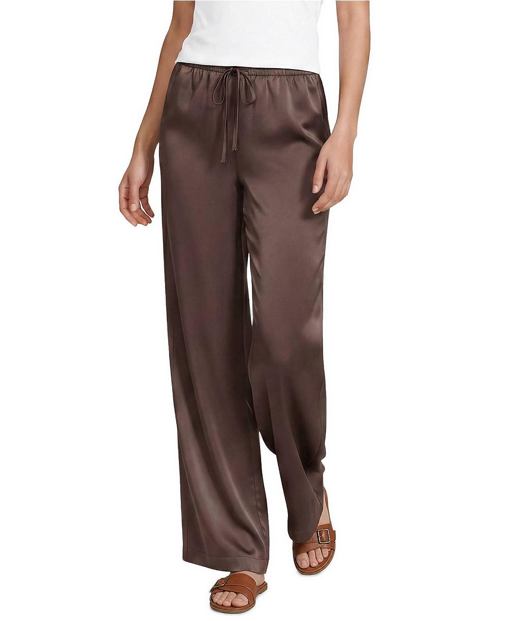 Lands' End Women's Creaseless Silky High Rise Wide Leg Drawstring Pants