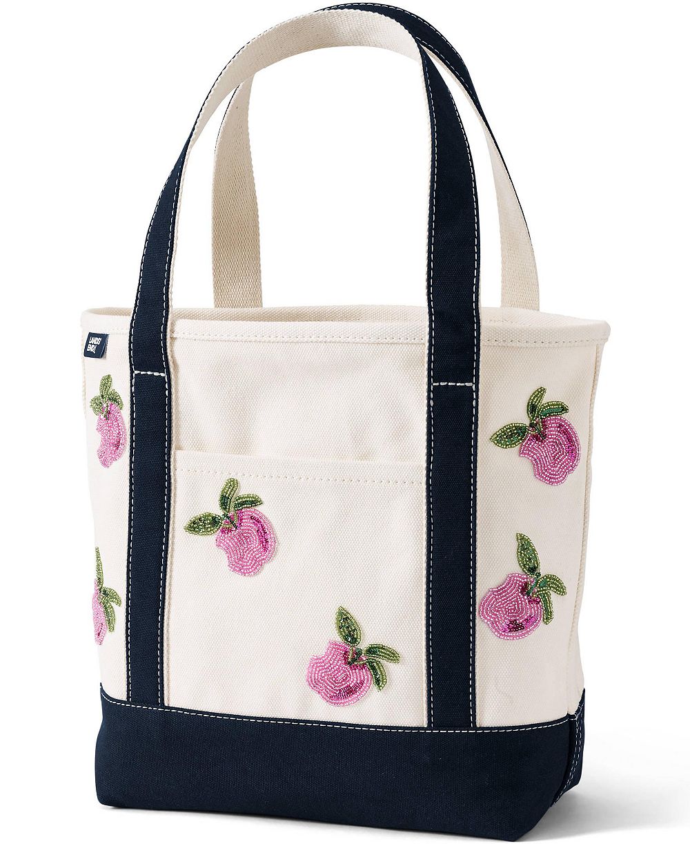 Lands' End Medium Applique Open Top Canvas Tote