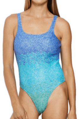 Self-Adore Women's Ombre Hand Beaded Embellished One Piece Swimsuit
