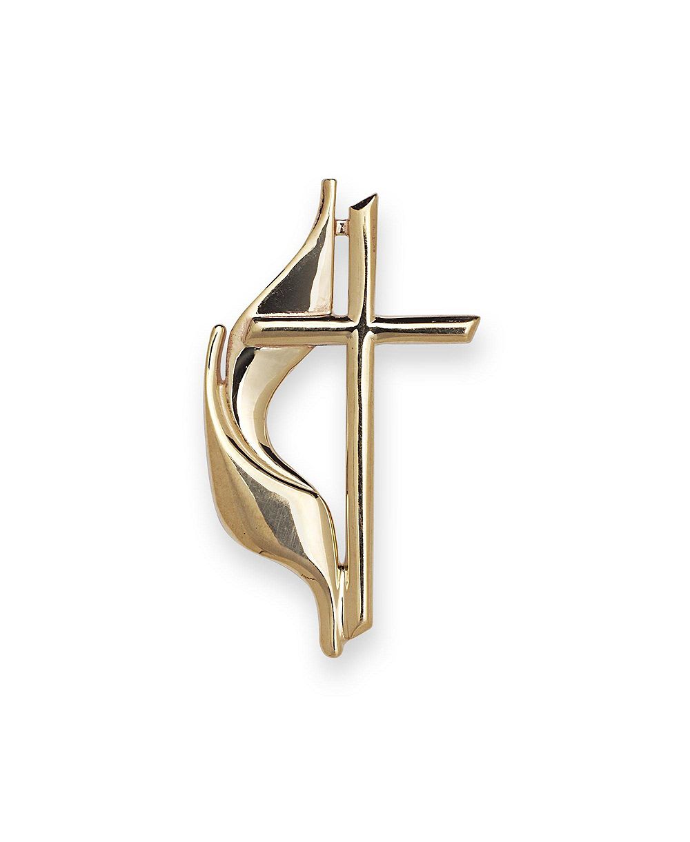 Curata Jewelry Men's 10k Gold Methodist Cross Lapel Pin