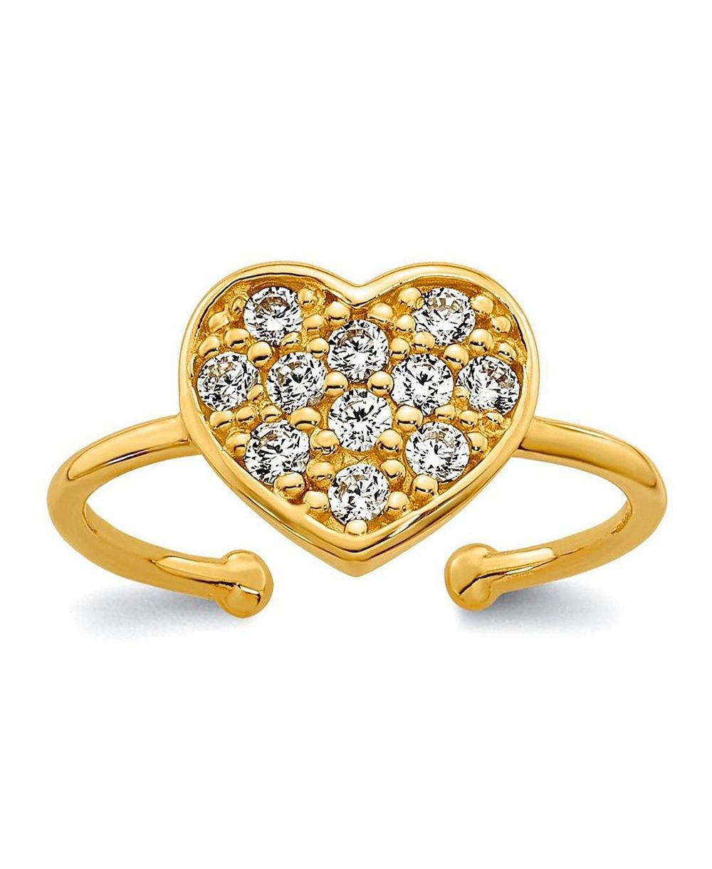 Кольцо на палец Curata Jewelry из полированного розового золота 10k с паве из кубического циркония в форме сердца, 14.7 мм