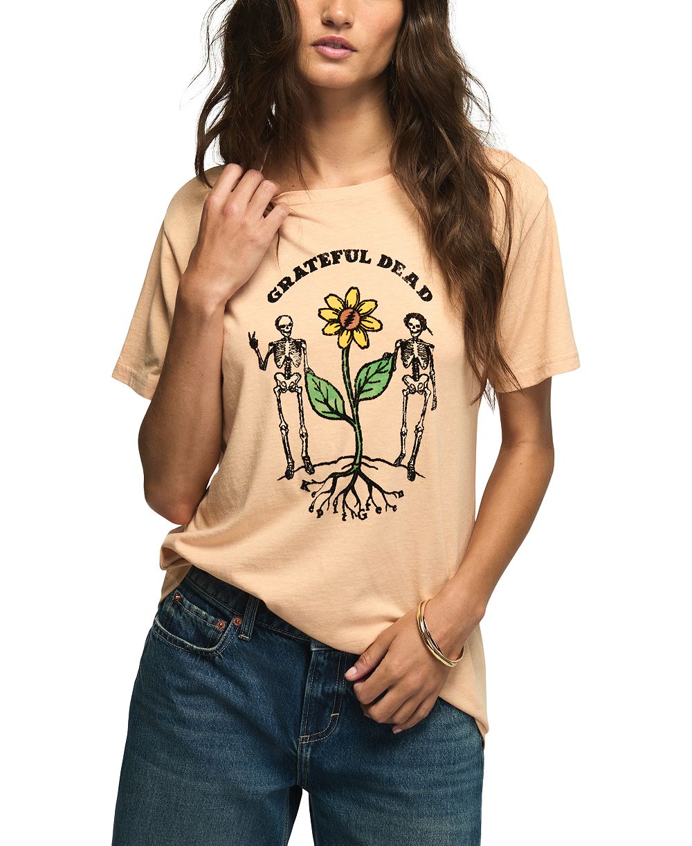 Женская футболка Lucky Brand с принтом скелетов Grateful Dead, стиль бойфренд