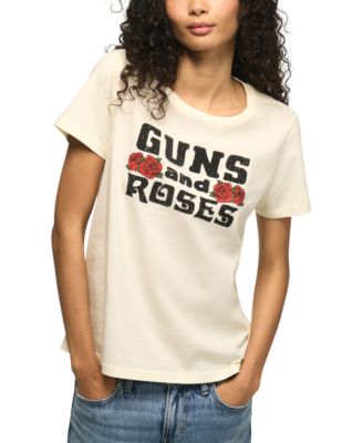 Lucky Brand Women's Guns And Roses Embellished Graphic T-Shirt