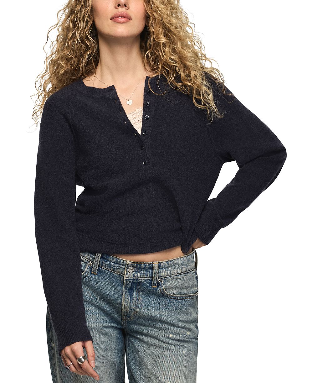 Женский свитер Lucky Brand с длинным рукавом и воротником хенли, мягкий