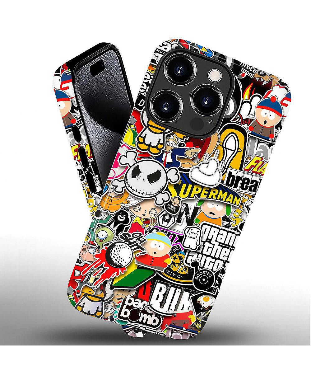 Прочный двухслойный чехол для телефона Lisen, совместимый с Apple iPhone 14 Pro, Stickers Bomb 2