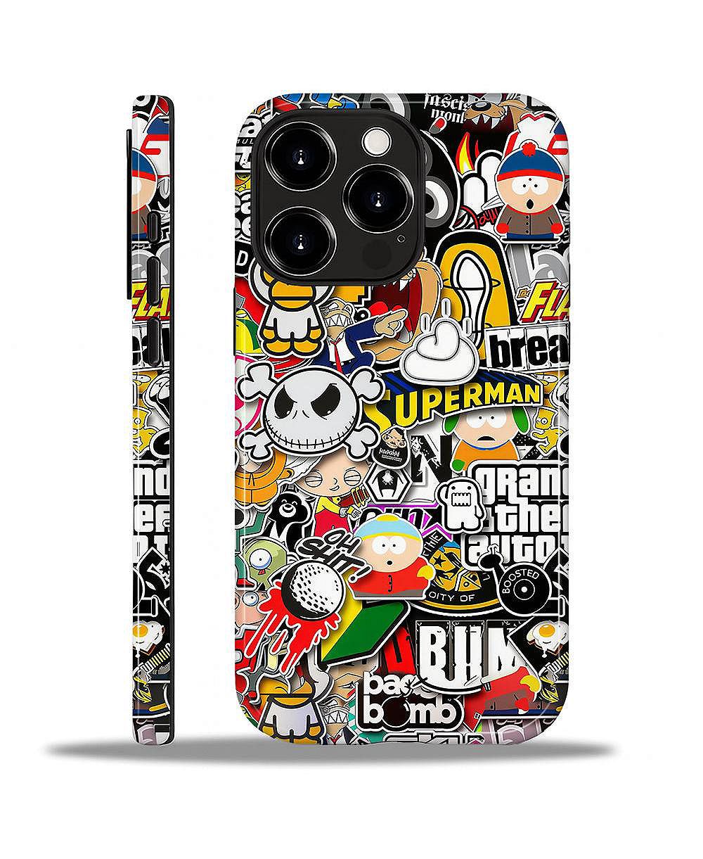 LISEN Stickers Bomb 2 2-Layer Phone Case, Compatible with Apple iPhone 16 Pro