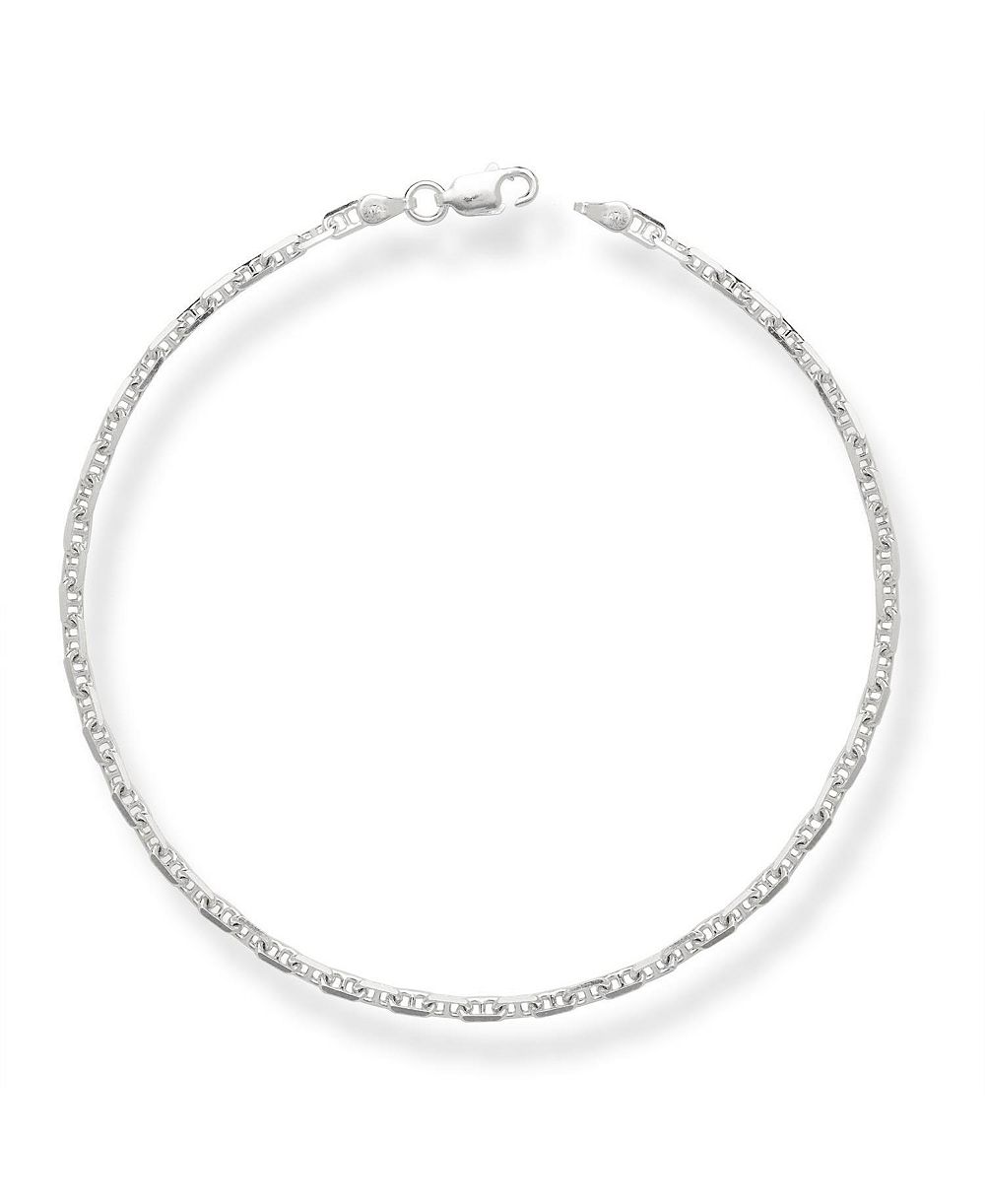 Браслет-цепочка Curata Jewelry с якорным плетением, 10 дюймов, из стерлингового серебра