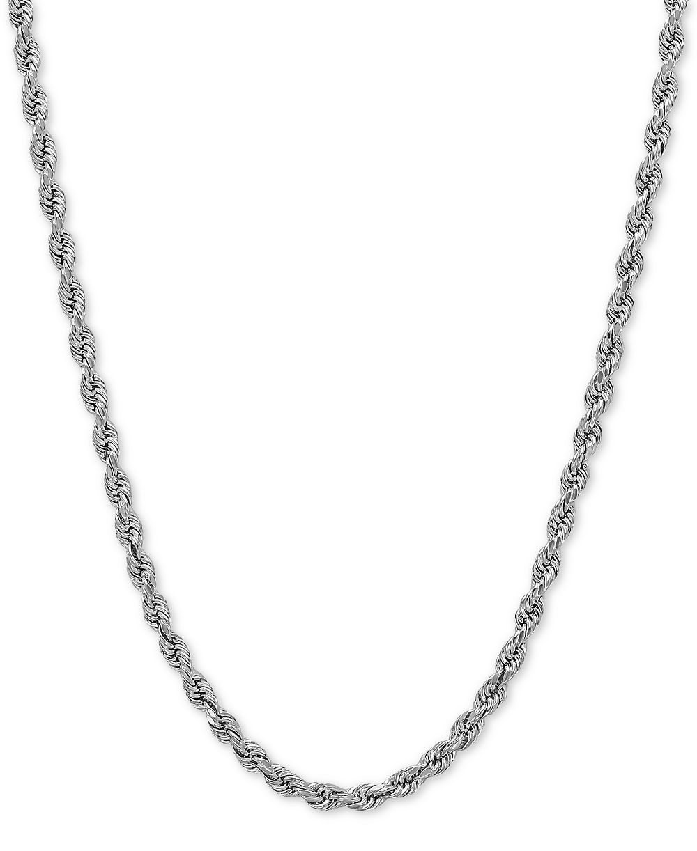 Колье 22" Lightweight 14k White Gold Diamond-Cut Rope Chain (2-1/2mm)