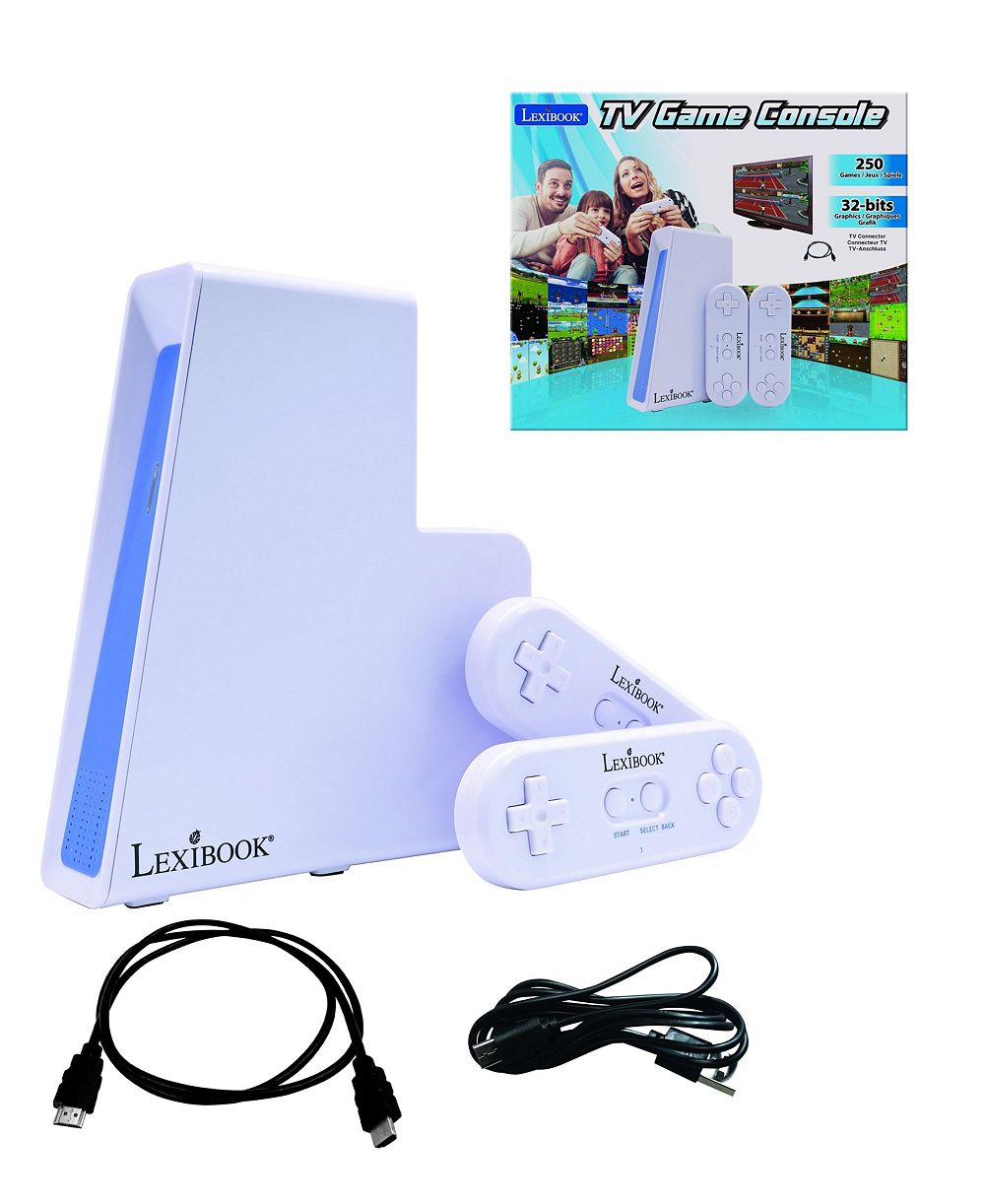 Игровая приставка Lexibook с 2 беспроводными контроллерами, 250 игр, 32-битная графика, разъем для ТВ