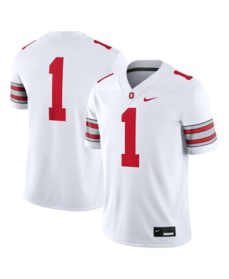 Nike Men's 1 White Ohio State Buckeyes Road Game Football Jersey
