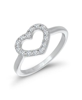 Macy's Cubic Zirconia Silver-Tone Heart Pinky Ring