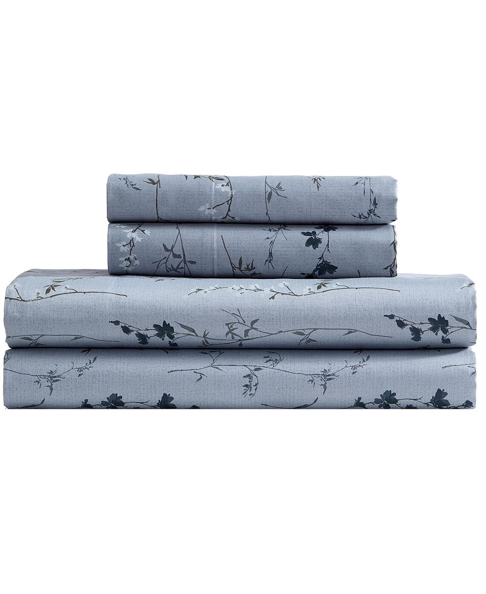 Calvin Klein Wildflower 300-Thread Count Cotton Sateen 4-Piece Sheet Set, Queen