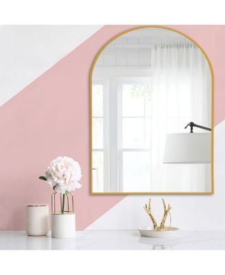 LAOTIES Modern Arched Bathroom Vanity Mirror with Slim Aluminum Frame