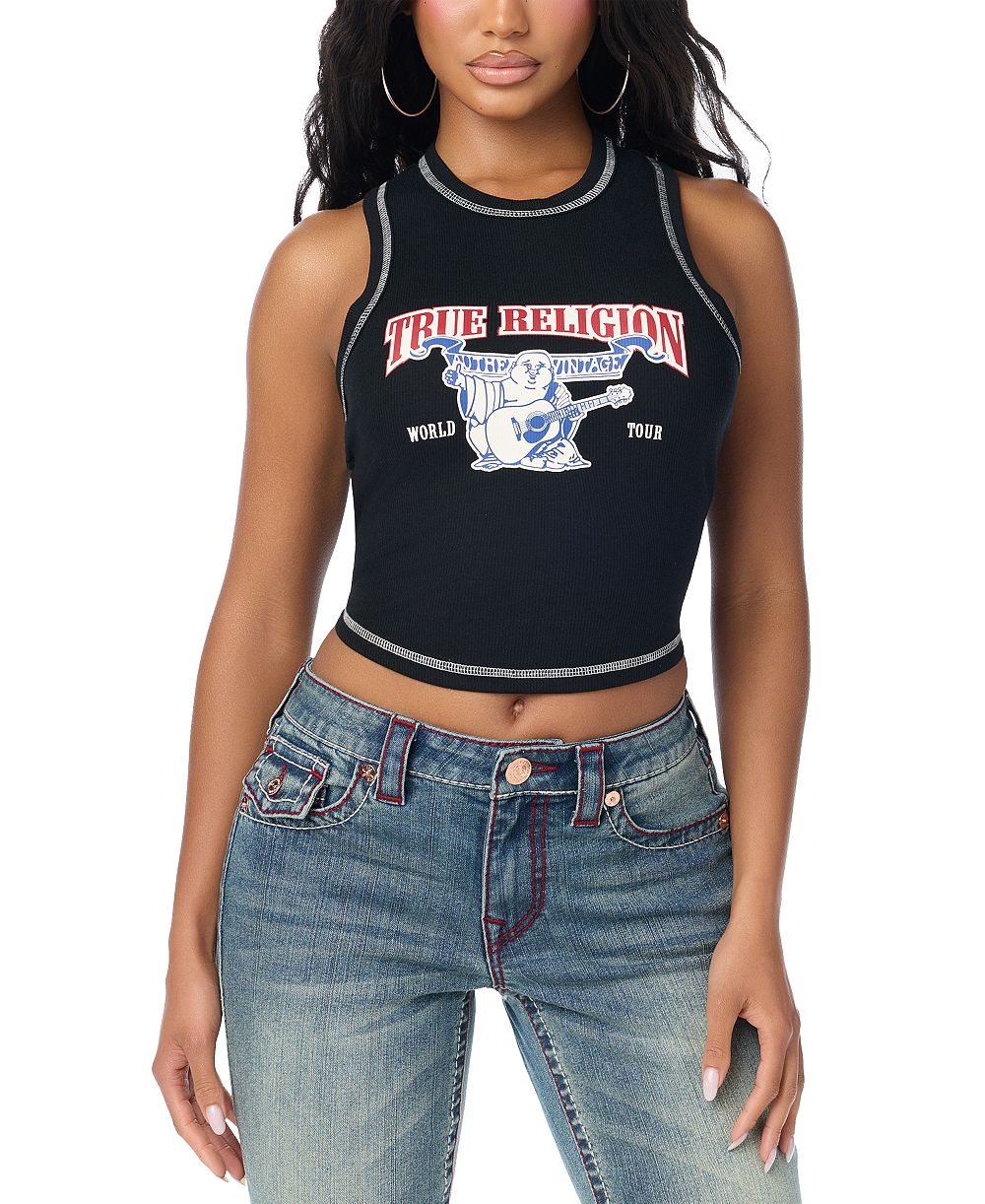True Religion женский укороченный топ с графическим принтом