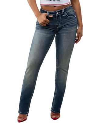 True Religion Women's Billie Stretch Medium Wash Straight-Leg Jeans