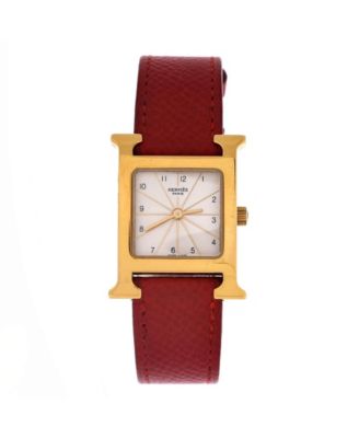 Pre-Owned Hermes Heure H кварцевые часы в покрытом металле и коже 21 мм