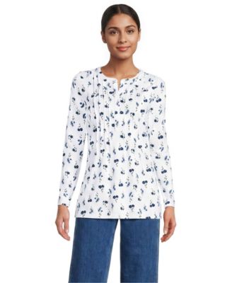 Lands' End Women's Long-Sleeve Pintuck Tunic Blouse