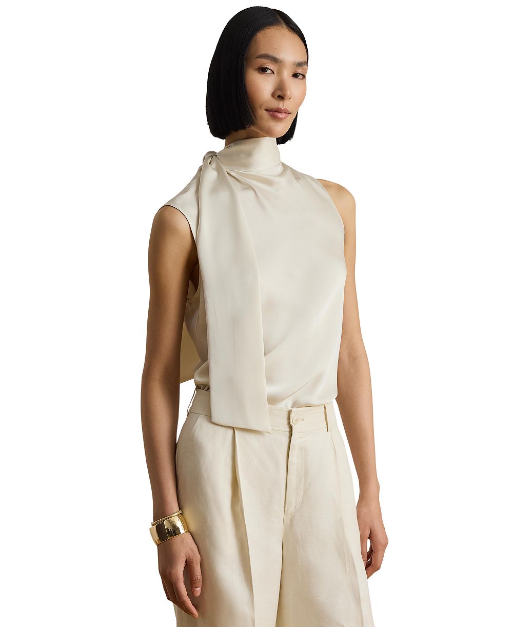 Lauren Ralph Lauren Women's Tie-Neck Sleeveless Blouse
