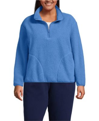 Lands' End Plus Size High Pile Half Zip Fleece Pullover