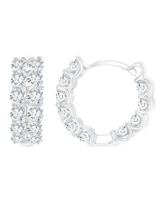 Macy's Cubic Zirconia Small Sterling Silver Huggie Hoop Earrings