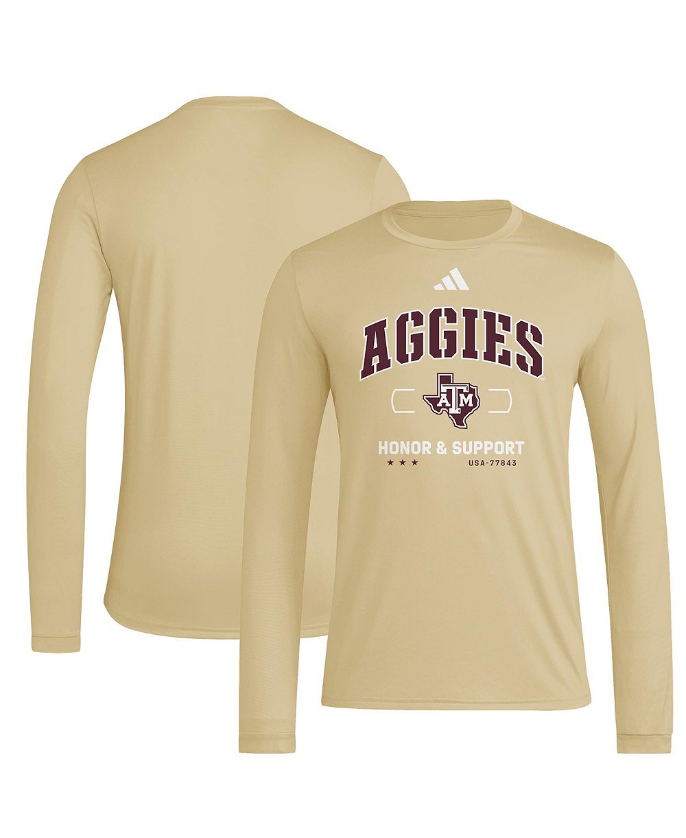 Men's adidas  Beige Texas A&M Aggies Honor & Support Pregame Long Sleeve T-Shirt