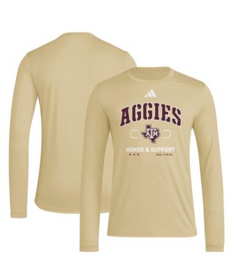 Men's adidas  Beige Texas A&M Aggies Honor & Support Pregame Long Sleeve T-Shirt